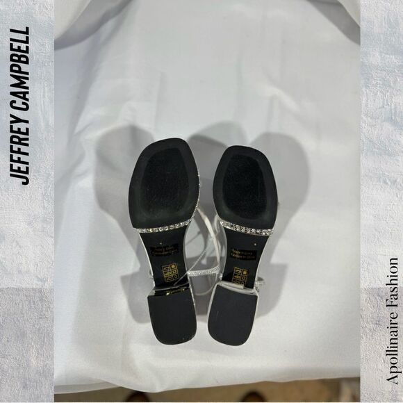 JEFFREY CAMPBELL TRENDSETTER SLINGBACK PLATFORM SANDALS IN SATIN SILVER SIZE 7 - Picture 6 of 6